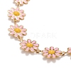 Enamel Daisy Link Chain Necklace NJEW-P220-01G-05-2