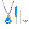 DIY Cat Paw Print Stainless Steel Enamel Urn Ashes Pendant Necklaces Making Kits DIY-NB0012-91A-1