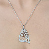 Non-Tarnish 201 Stainless Steel Hollow Butterfly Wing Pendant Necklace NJEW-OY002-01-1