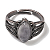 Natural Quartz Crystal Horse Eye Adjustable Rings RJEW-K271-05R-14-3