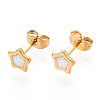 304 Stainless Steel Enamel Star Stud Earrings EJEW-T047-31G-B-1