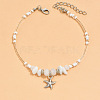 Natural White Jade Chips & Glass Beads Anklets WGE754A-02-1