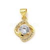 Rack Plating Brass Micro Pave Cubic Zirconia Pendants KK-G513-08G-1