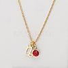 304 Stainless Steel Light Siam Rhinestone Birth Stone Constellation Pendant Necklaces FS-WG76580-01-1