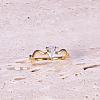 Teardrop 304 Stainless Steel with Clear Cubic Zirconia Finger Rings for Women FS-WG6614B-01-2