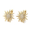 Sun Shape Clear Cubic Zirconia Hoop Earring X-EJEW-C002-10G-RS-4