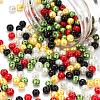 300Pcs 5 Colors Christmas Theme Baking Painted Glass Pearl Round Beads HY-FS0001-02-3