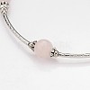 Brass Tube Beads & Natural Rose Quartz Beaded Necklaces X-NJEW-JN01193-02-2