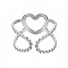 304 Stainless Steel Heart Open Cuff Ring RJEW-T023-19P-2