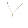 304 Stainless Steel Paperclip Chain and Shell Pearl Rosary Bead Necklaces NJEW-JN06248-4