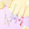 Alloy Wing with Glass Moon & Star Mobile Straps HJEW-YW00181-01-5
