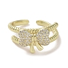 Brass Micro Pave Cubic Zirconia Open Cuff Ring RJEW-K256-58C-G-2