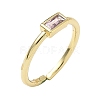 Rectangle Brass with Glass Cuff Rings for Women RJEW-Z111-05G-6