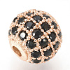 Brass Micro Pave Cubic Zirconia Beads ZIRC-Q013-10mm-143RG-2