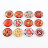 Half Round/Dome Floral Pattern Glass Flatback Cabochons for DIY Projects X-GGLA-Q037-12mm-M13-1