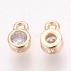 Brass Clear Cubic Zirconia Charms X-ZIRC-P068-01G-2