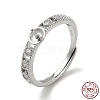 Rhodium Plated 925 Sterling Silver Micro Pave Cubic Zirconia Adjustable Ring Settings STER-NH0001-63P-1