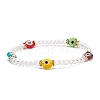 Glass & Lampwork Evil Eye Beaded Stretch Bracelet for Women BJEW-TA00136-01-1