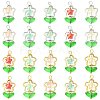 10Pcs 5 Colors Flower Glass Pendants PALLOY-FS00077-2