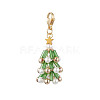 Christmas Tree Glass & Shell Pearl Pendant Decorations HJEW-TA00182-01-1