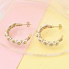 304 Stainless Steel & Bohemian Beaded C-Shaped with Flower Stud Earrings for Women EJEW-R001-03G-02-5