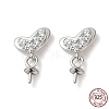 Rhodium Plated 925 Sterling Silver Stud Earring Findings STER-M114-16P-1