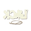 DIY Word Luck Unfinished Wooden Ornaments Blank Wooden Embellishments WOOD-C009-03-2
