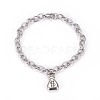 304 Stainless Steel Cable Chain Charm Bracelets BJEW-O169-05-2