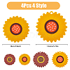 4Pcs 4 Style Sunflower PVC Plastic Hot Pads with Hanging Loop AJEW-HY0001-30-2