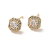 Clear Cubic Zirconia Square Stud Earrings EJEW-K093-16G-1