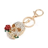 Skull with Rose Alloy Rhinestone Pendant Decoration Keychains LS-KEYC-B019-02-2