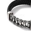 Men's Braided Black PU Leather Cord Bracelets BJEW-K243-28AS-2