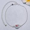 Delicate Silver Plated Brass Cubic Zirconia Filigree Anklets AJEW-BB05248-C-4