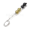 Faceted Round Natural Quartz Crystal & Labradorite & Black Spinel Beaded Pendants PALLOY-JF03529-08-3