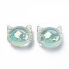 UV Plating Rainbow Iridescent Acrylic Beads OACR-H015-05D-2
