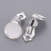Flat Round Brass Clip-on Earring Settings X-KK-I007-S-NF-2