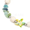 Dyed Synthetic Turquoise Starfish & Natural Flower Amazonite Chip Beaded Anklets with 304 Stainless Steel End Chains AJEW-AN00733-03-4