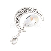 Alloy Moon & Glass Pendant Decorations HJEW-JM02689-02-4