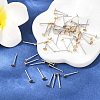 304 Stainless Steel Stud Earring Settings with Flat Round Brass Head STAS-R073-01-5