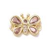 Brass Pave Cubic Zirconia Butterfly Links Connector Charms KK-L268-028G-2