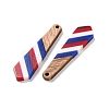 Independence Day Opaque Striped Resin & Walnut Wood Pendants RESI-U010-02C-2