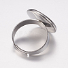 Tarnish Resistant Adjustable 304 Stainless Steel Finger Rings Components STAS-F149-18P-C-3