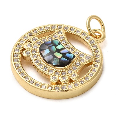 Rack Plating Brass Cubic Zirconia Pendants KK-K385-082G-01-1