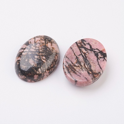 Natural Rhodonite Flat Back Cabochons G-G741-18x25mm-12-1