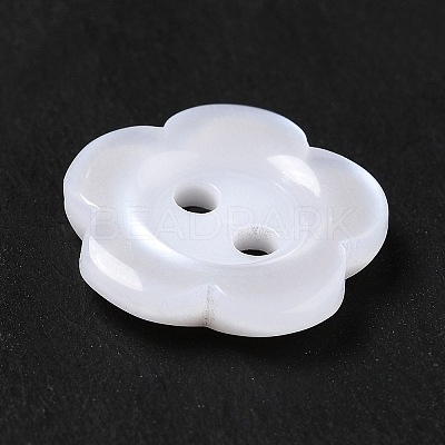 White Flower Resin Buttons X-RESI-D031-15mm-01-1