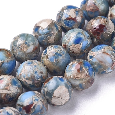 Assembled Synthetic Turquoise and Imperial Jasper Beads Strands LS-G-D0006-C02-8mm-01-1