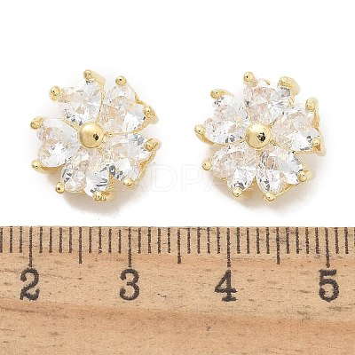 Rack Plating Brass Micro Pave Clear Cubic Zirconia Buttons KK-K293-15G-1