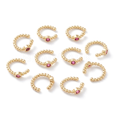 Brass Micro Pave Cubic Zirconia Cuff Earrings EJEW-H109-01D-G-1