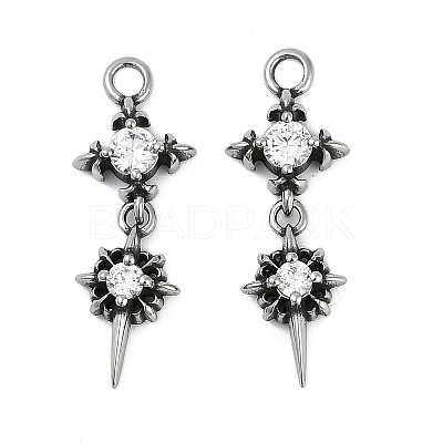 316 Surgical Stainless Steel Micro Pave Cubic Zirconia Pendants LS-STAS-G349-03AS-02-1