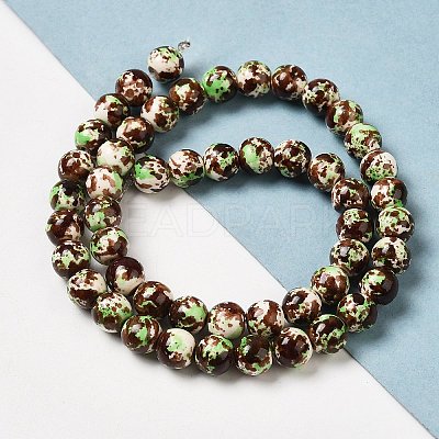 Synthetic Turquoise Dyed Camouflage Beads Strands G-E594-24M-A-1